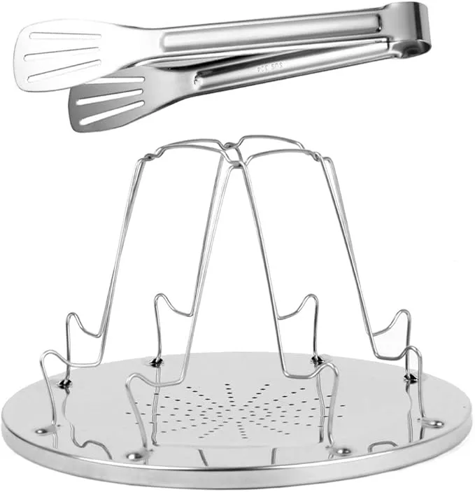 1 Pack Stainless Camping Toaster - Portable Folding Camp Stove Toaster 4 Slice - 1 Pack Barbeque Bread Clip Included - Camp Stove Toaster Rack For Indoor Baking & Outdoor Camping Picnic
