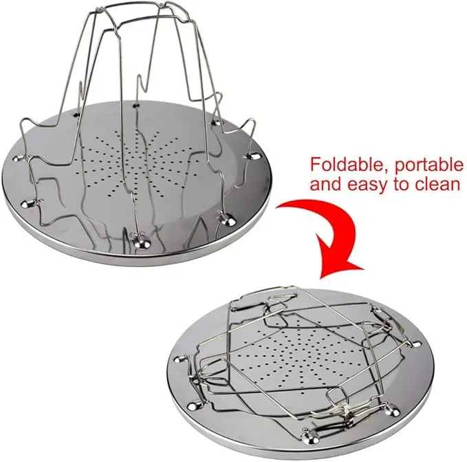 1 Pack Stainless Camping Toaster - Portable Folding Camp Stove Toaster 4 Slice - 1 Pack Barbeque Bread Clip Included - Camp Stove Toaster Rack For Indoor Baking & Outdoor Camping Picnic