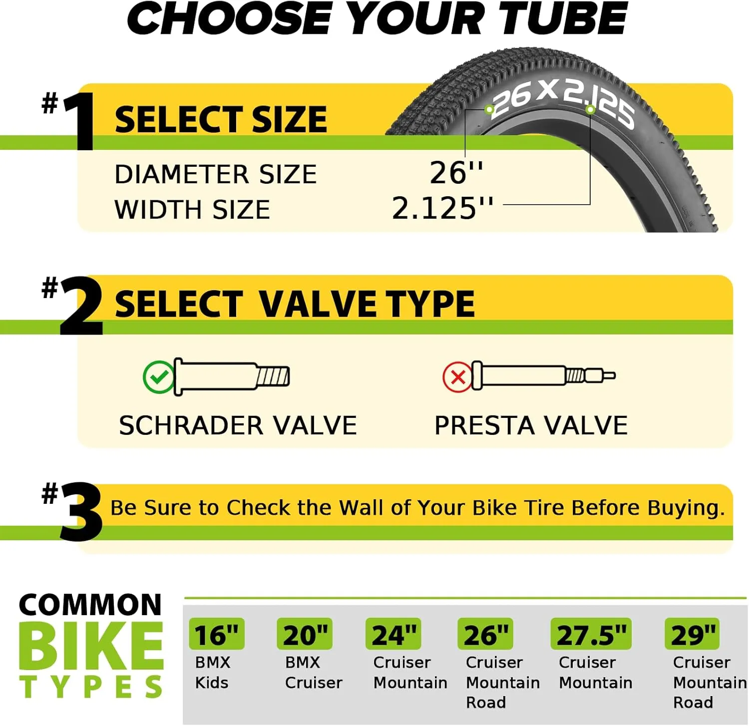 2 Pack 20/26x2.125/2.40 Bike Tube, 20/26x2.125 Bike Inner Tube with 35mm AV Schrader Valve, Butyl 20/26x2.40 Tube with 2 Tire Levers, 20/26x2.125/2.20/2.25/2.30/2.35/2.40 for MTB/City Bikes
