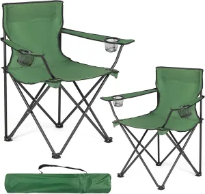 2 Pack Camping Chairs - Lightweight and Supportive Chairs for Teens and Lightweight Individuals - Compact, Durable, and Portable - Ideal for Camping, Hiking, Beach, and Picnics - Carry Bag (Upgraded)