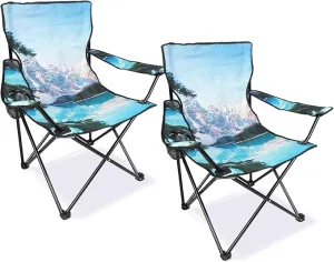 2 Pack Camping Chairs Portable Camp Chairs, Folding Lawn Chairs with Cup Holder for Outdoor Camping, Hiking, Travel, Patio, Beach, Picnics