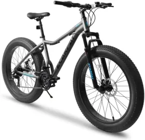 26" Fat Tire Mountain Bike for Men & Women - 21-Speed, Front Suspension, Disc Brakes - Ideal for Trail/Sand/Snow - 85% Pre-Assembled