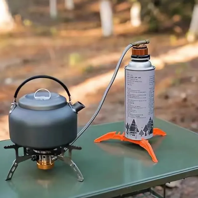 2Pcs Camping Stove Fuel Can Stabilizer, Mini Foldable Outdoor Hiking Cooking Gas Tank Bracket,Foldable Outdoor Cartridge Canister Tripod (Black)