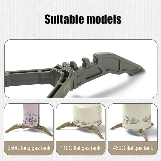 2Pcs Camping Stove Fuel Can Stabilizer, Mini Foldable Outdoor Hiking Cooking Gas Tank Bracket,Foldable Outdoor Cartridge Canister Tripod (Black)