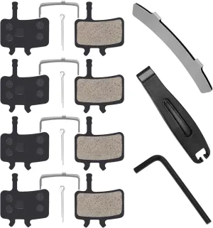 4 Pairs Bike Disc Brake Pads Compatible for SRAM Avid BB7 Juicy 3 Juicy 5 Juicy 7 MTB Brake Pads with 3 Installation Tools, Bicycle Brake Pads for Mountain Bike Ebike Scooters