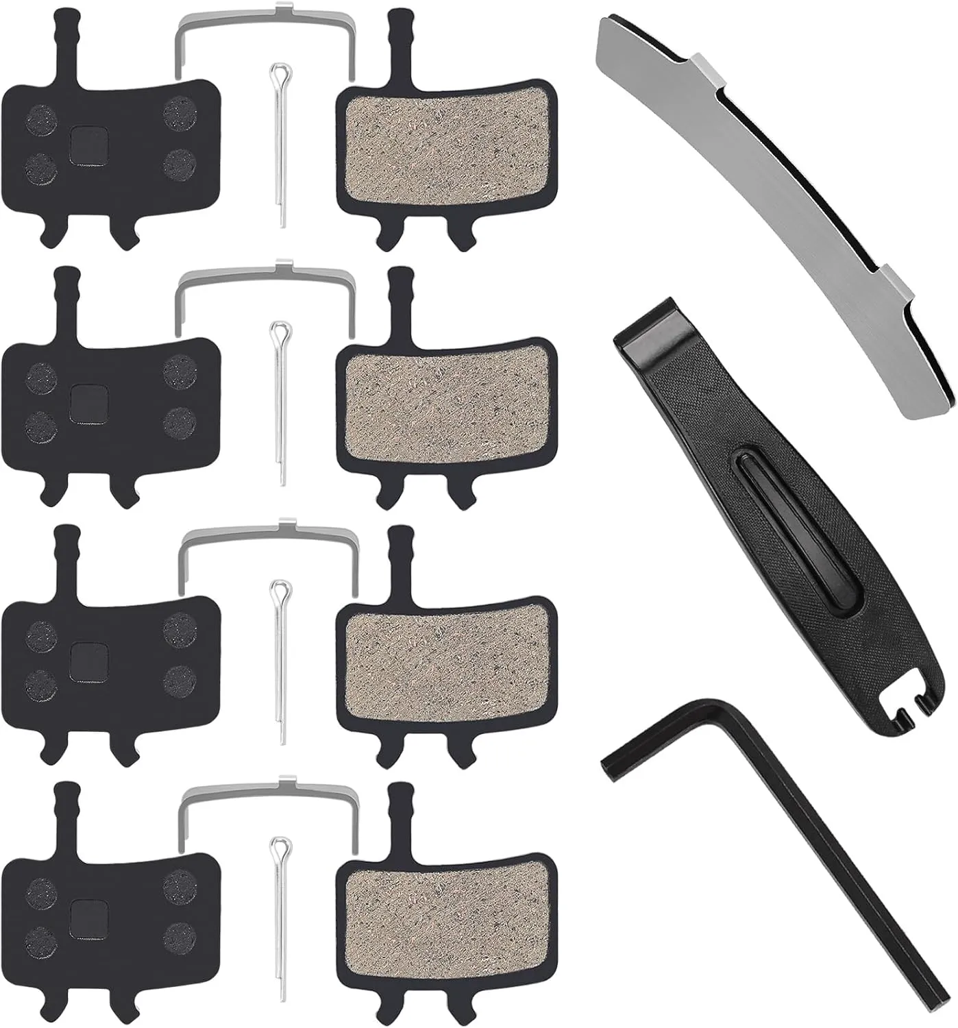 4 Pairs Bike Disc Brake Pads Compatible for SRAM Avid BB7 Juicy 3 Juicy 5 Juicy 7 MTB Brake Pads with 3 Installation Tools, Bicycle Brake Pads for Mountain Bike Ebike Scooters