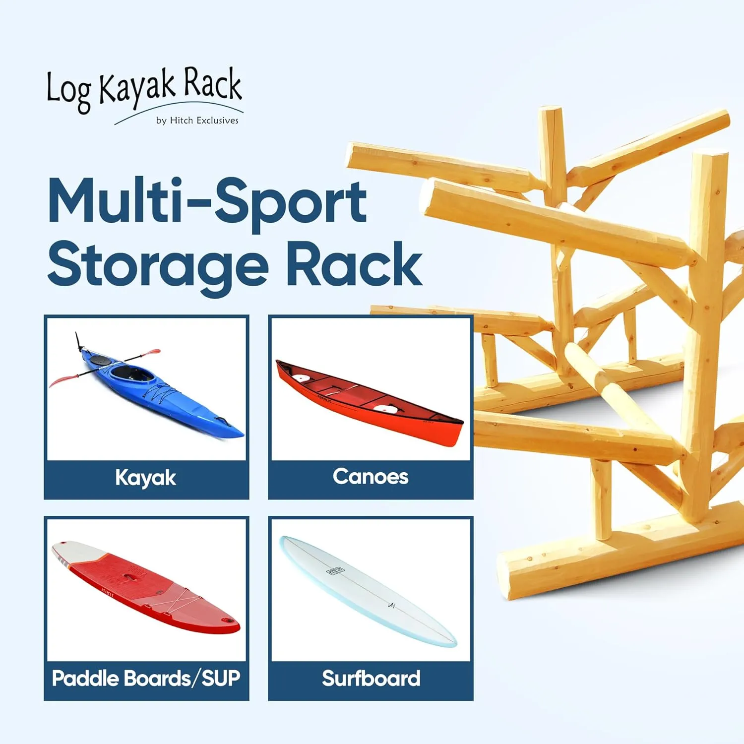 4-Place Kayak/Canoe Rack, Freestanding Kayak Storage Rack, Kayak Racks for Outdoor Storage, SUP or Canoe Storage Rack
