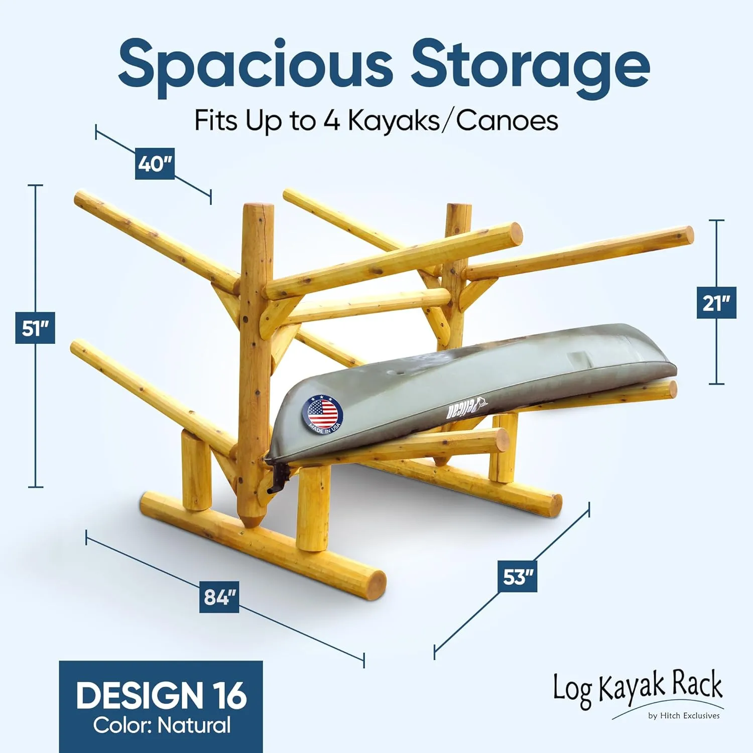 4-Place Kayak/Canoe Rack, Freestanding Kayak Storage Rack, Kayak Racks for Outdoor Storage, SUP or Canoe Storage Rack