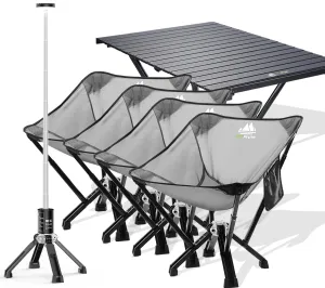 6-Pack: 4xSilver Classic Chairs 1xLong Table 1xLight