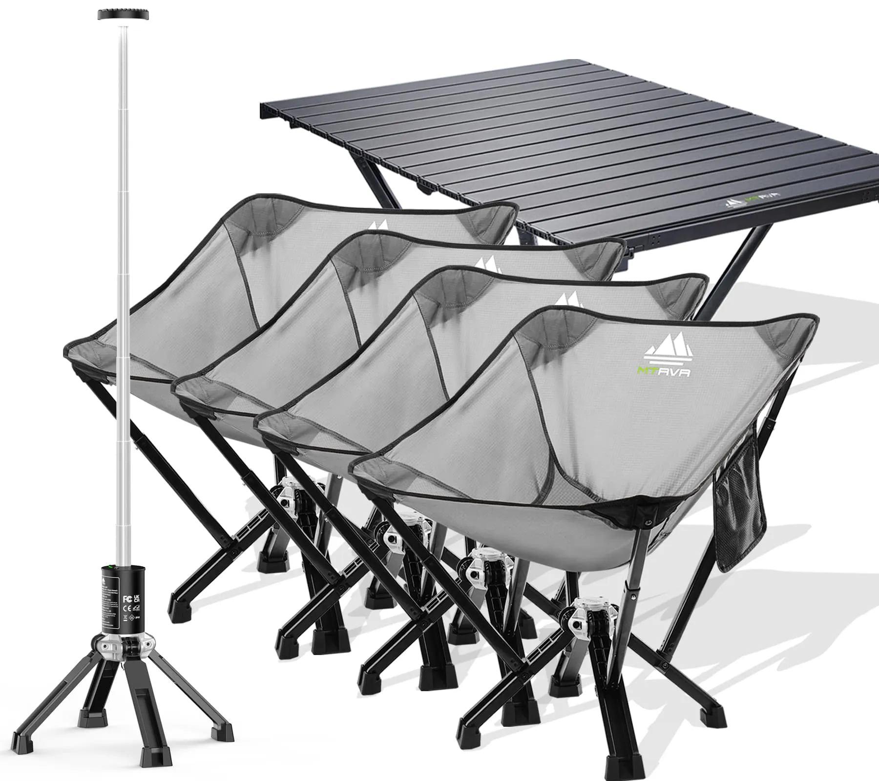 6-Pack: 4xSilver Classic Chairs 1xLong Table 1xLight