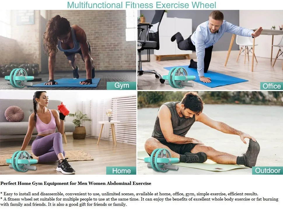 Ab Wheel Slide 4 wheel roller with resistance band Multifunction Set with Push Up Bar Dumbbell Tensioner body strength trainer