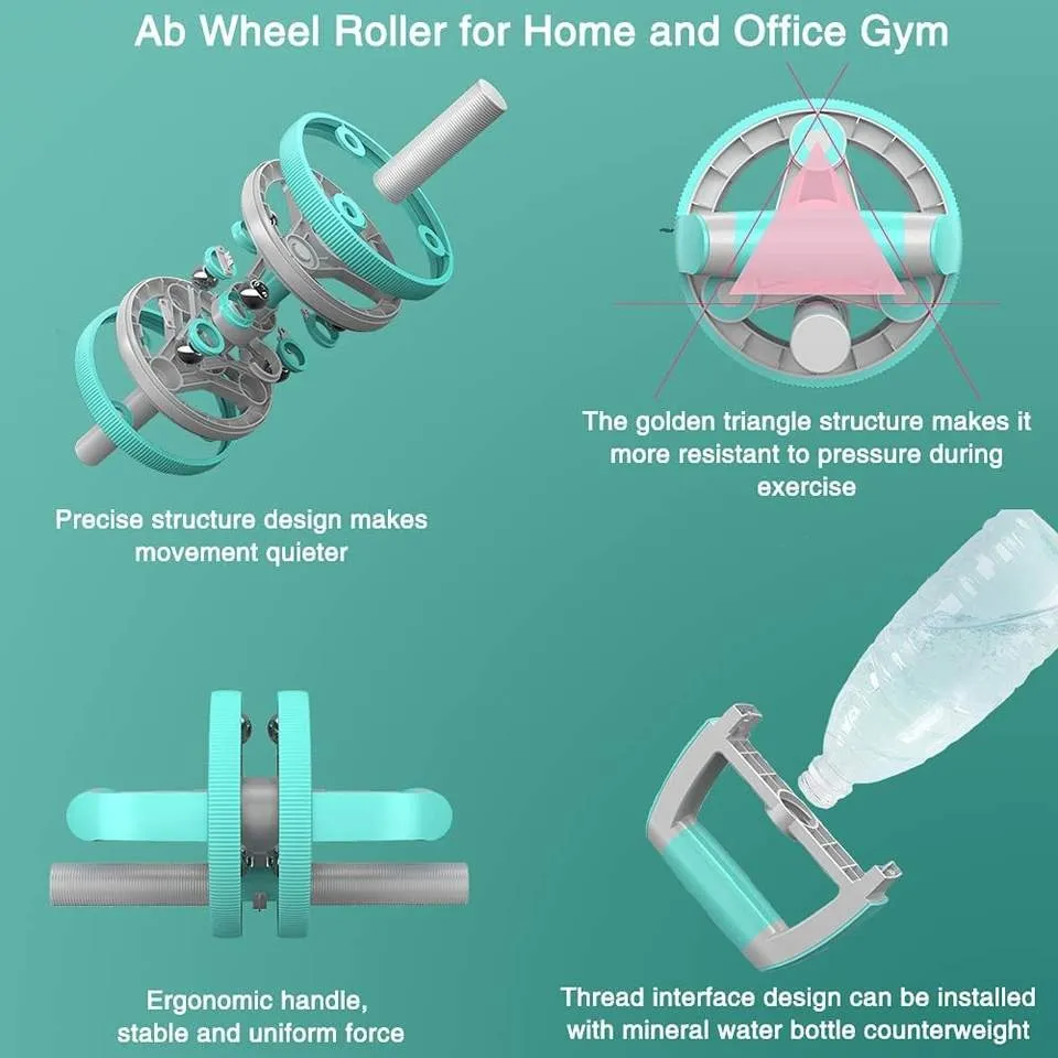 Ab Wheel Slide 4 wheel roller with resistance band Multifunction Set with Push Up Bar Dumbbell Tensioner body strength trainer