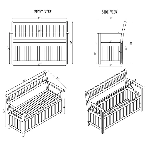 Alaterre Furniture Londonderry Outdoor Storage Bench, Natural