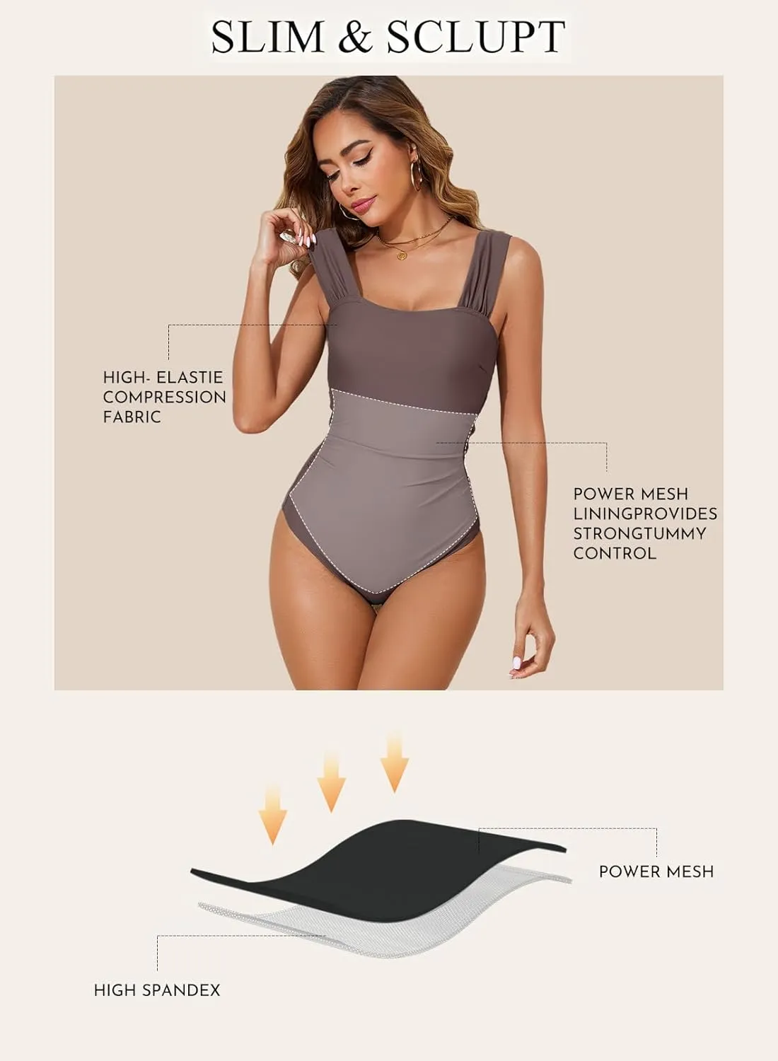 Aleumdr Women's One Piece Swimsuit Ruched Tummy Control Bathing Suit Adjustable Strap Full Coverage Swimwear