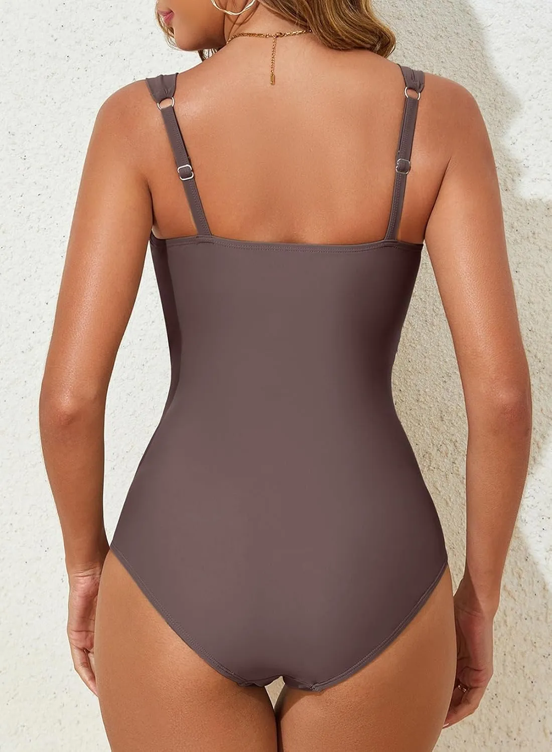 Aleumdr Women's One Piece Swimsuit Ruched Tummy Control Bathing Suit Adjustable Strap Full Coverage Swimwear