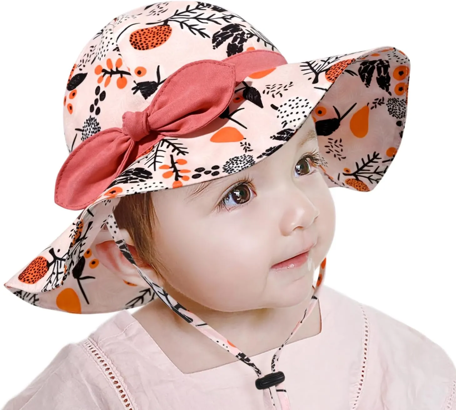 Baby Girl Sun Hat with UPF 50  Outdoor Adjustable Beach Hat with Wide Brim Bucket Hats