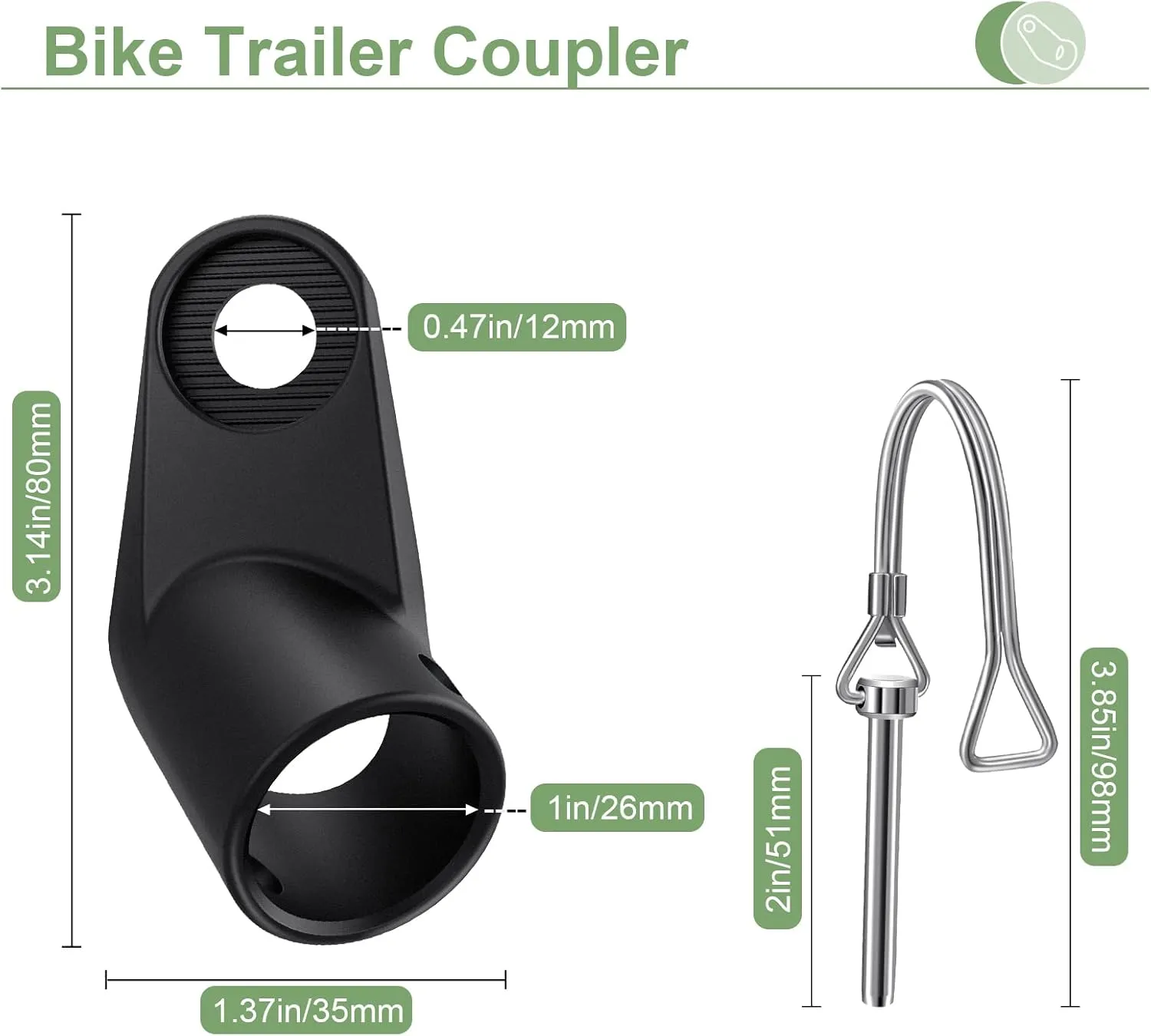 Bike Trailer Hitch for Instep Schwinn Bike Trailer, Sturdy & Durable Bike Trailer Hitch Attachments, Bicycle Trailer Coupler for Kids, Dog, Pet, Baby, Child Bicycle Trailer - Black