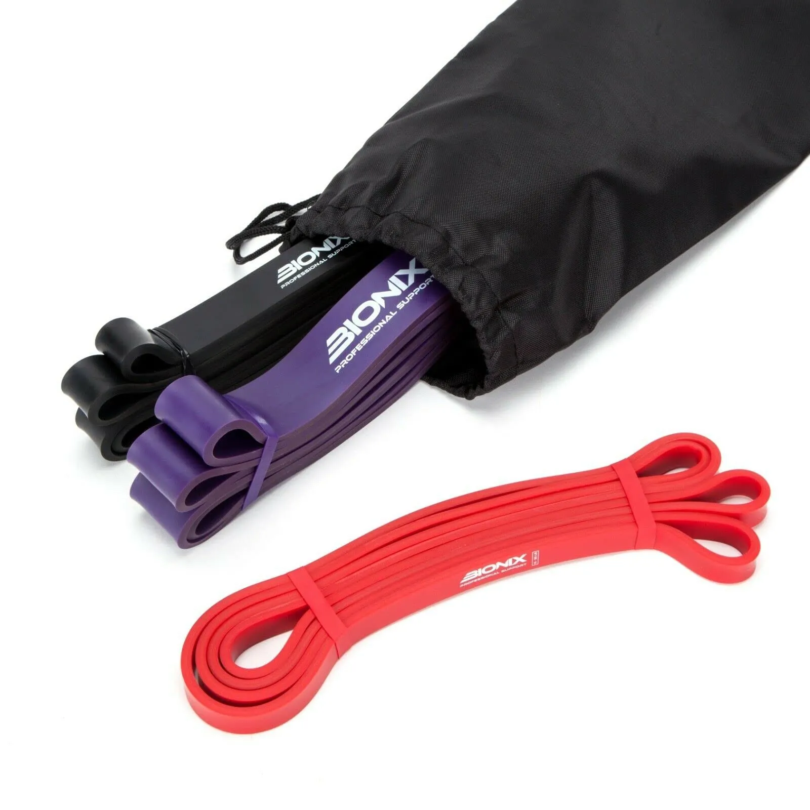 Bionix Pull Up Assistance Bands - Thick, Heavy & Long Latex Exercise Resistance Training Loop Band Set Chin Up Assist, Stretching, Workout, Powerlifting, Yoga Pilates, Legs Glutes Toning - Boost Mobility & Strength For Men and Women Black