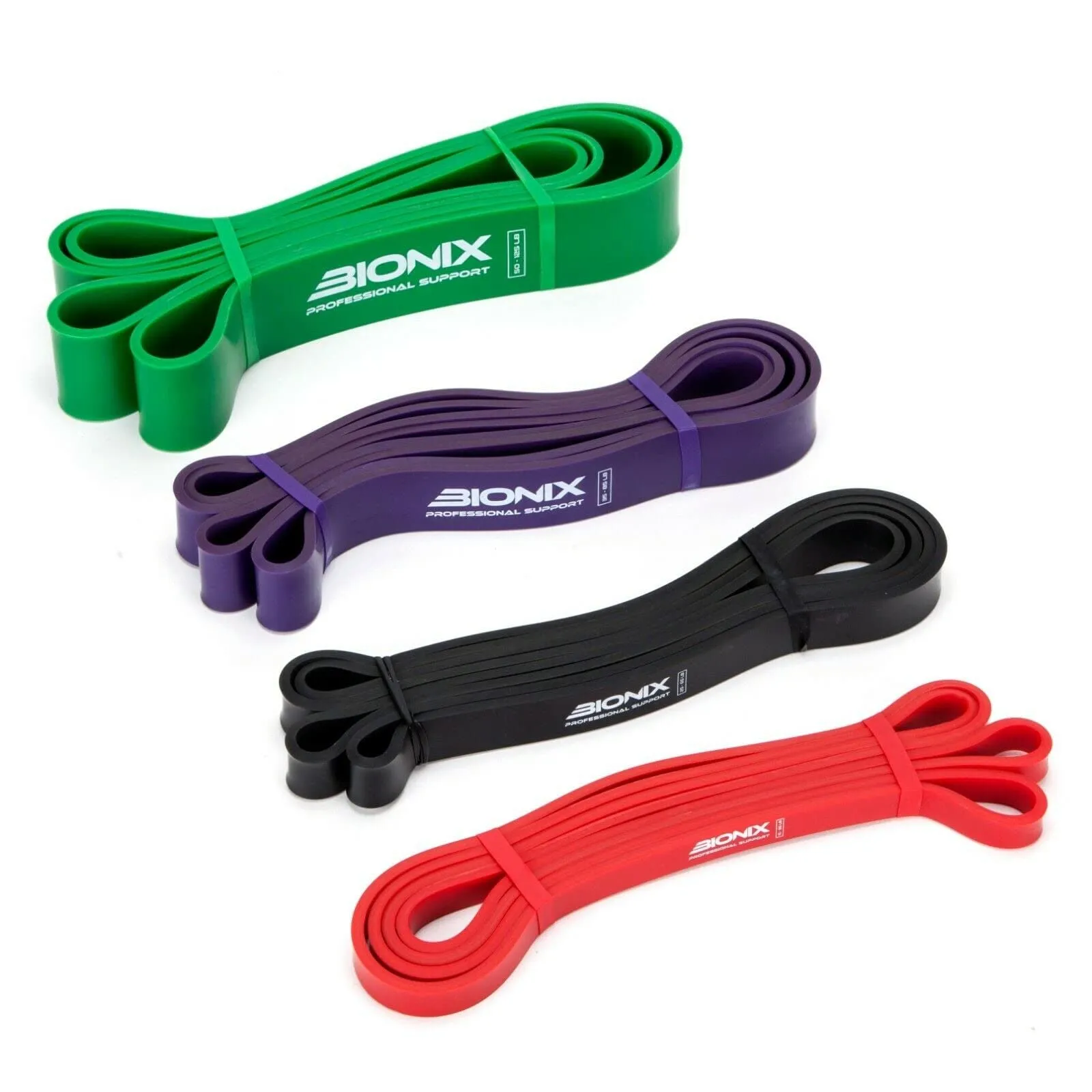 Bionix Pull Up Assistance Bands - Thick, Heavy & Long Latex Exercise Resistance Training Loop Band Set Chin Up Assist, Stretching, Workout, Powerlifting, Yoga Pilates, Legs Glutes Toning - Boost Mobility & Strength For Men and Women Black