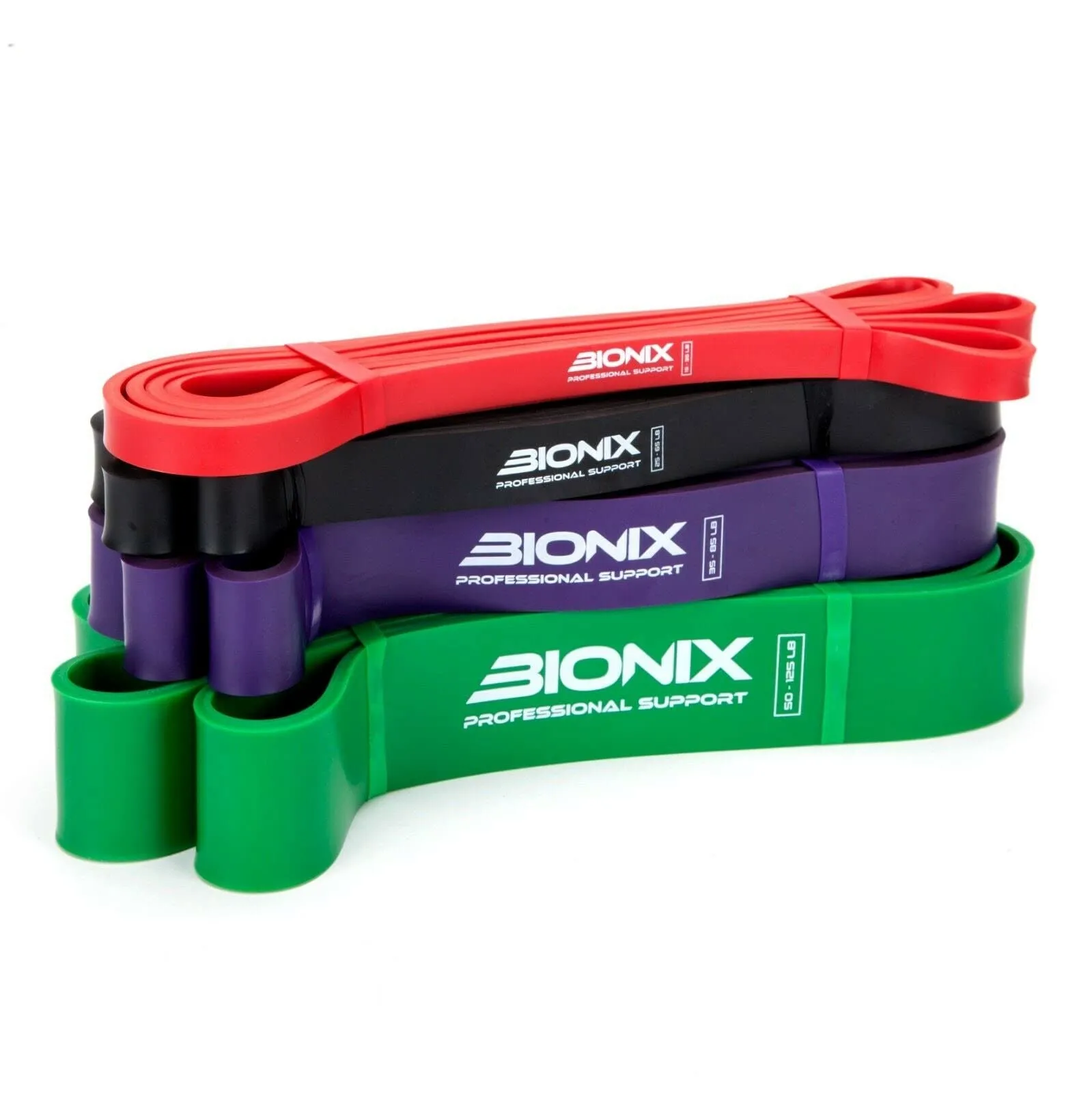 Bionix Pull Up Assistance Bands - Thick, Heavy & Long Latex Exercise Resistance Training Loop Band Set Chin Up Assist, Stretching, Workout, Powerlifting, Yoga Pilates, Legs Glutes Toning - Boost Mobility & Strength For Men and Women Black