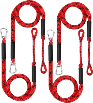 Bungee Dock Line Mooring Rope Bungee Cord Docking String Shock Bungee Docking Ropes for Boat Dock Lines with Stainless Steel Clip (4 X) Red & Black Dot