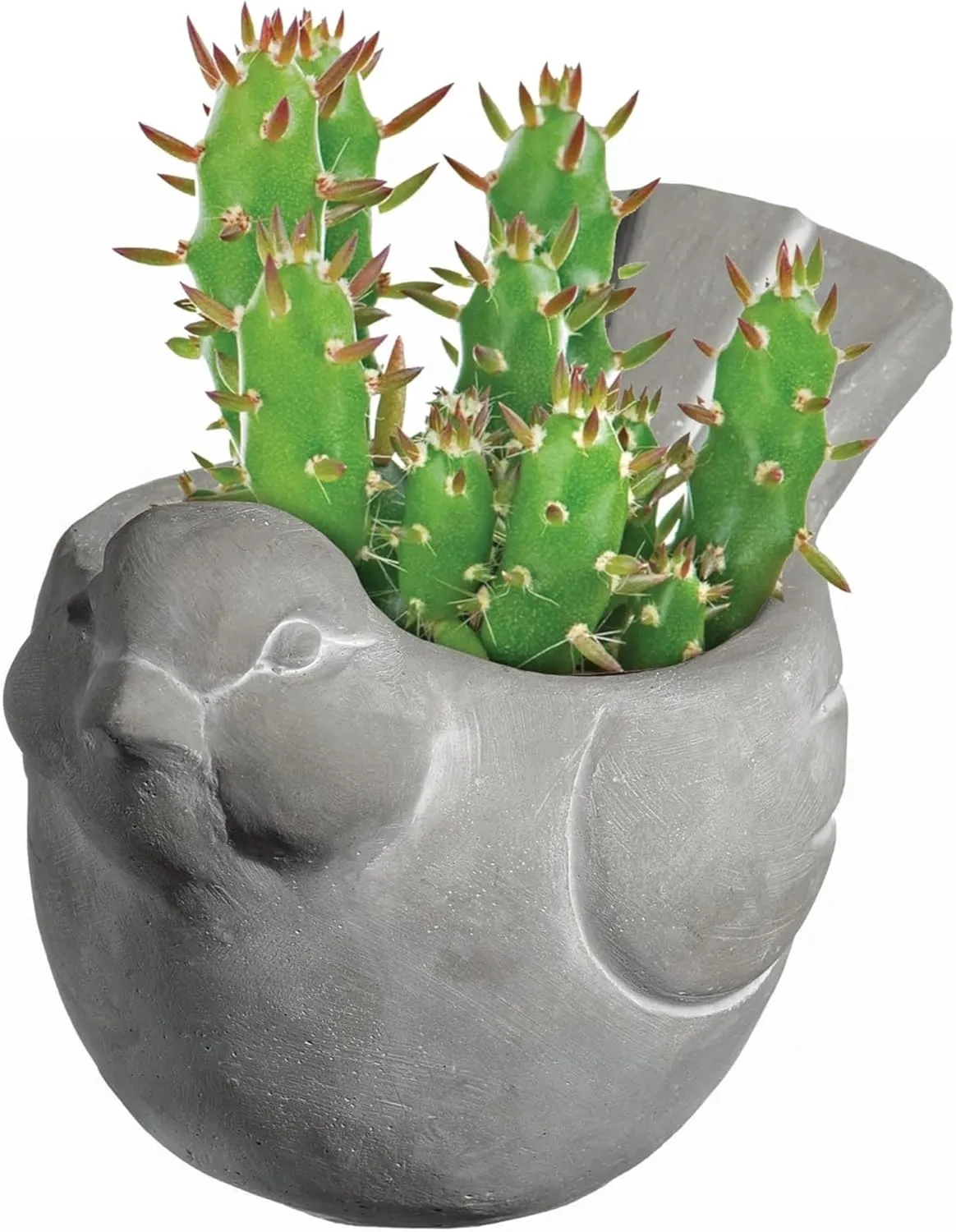Classic Home and Garden Cement Buddies Indoor Outdoor Bird Planter, Gray, Small, 6"