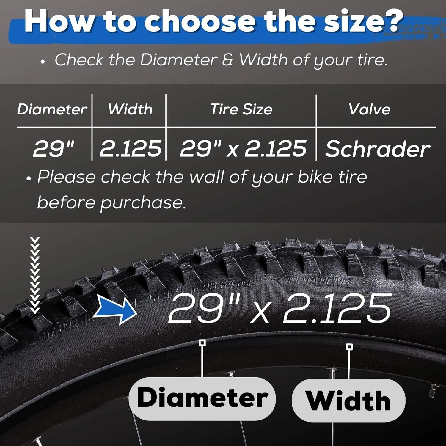 Corki Cycles 29 Inch Mountain Bike Tire Tube 29 x 1.75 1.95 2.0 2.1 2.125 2.2 2.25 2.3 2.35 2.4 Presta Valve 48mm Schrader Valve 32mm Butyl Rubber 29 MTB Bicycle Inner Tube 2-Pack