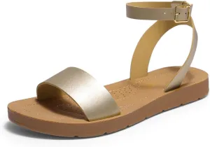 DREAM PAIRS Womens One Band Ankle Strap Buckle Flat Sandals