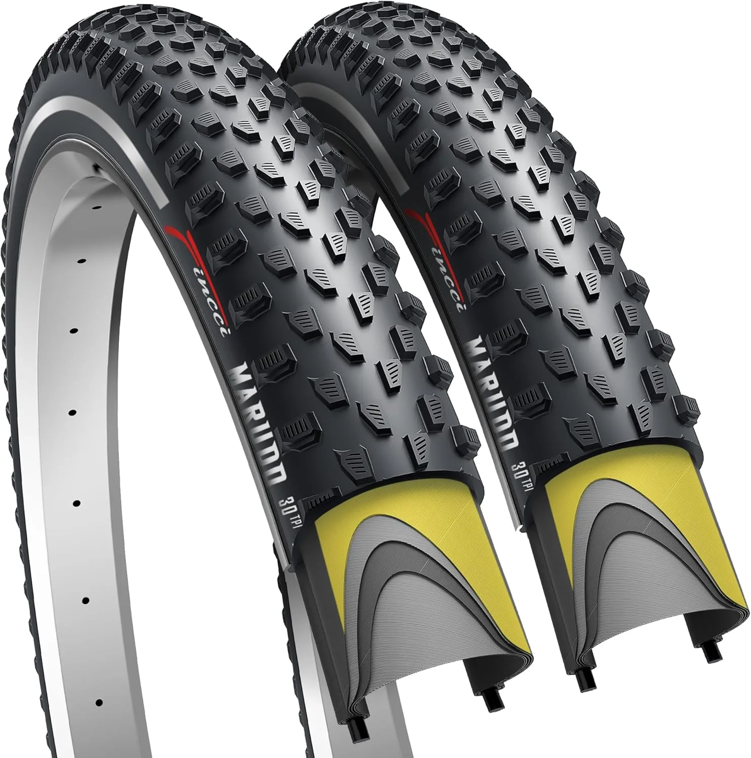 Fincci Marudo 29 x 2.10 Inch Bike Tire, 52-622, Reflective Wall, Foldable, Tough & Durable Nylon Rubber, Kevlar Bead, Set of 2  Compatible with MTB, Gravel & Hybrid Bicycles