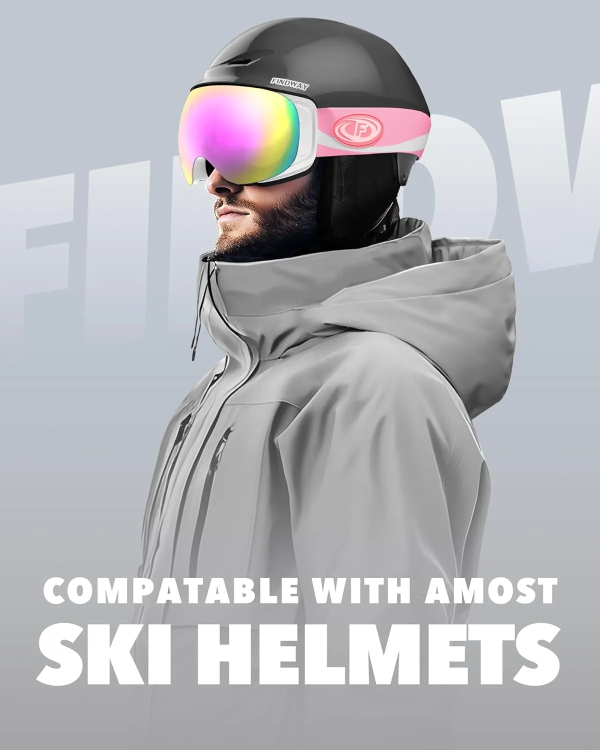 findway Ski Goggles OTG for Women Men Adult Youth-Over Glasses Snow Goggles-Interchangeable Lens,Anti Fog Snowboard Goggles