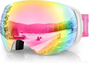 findway Ski Goggles OTG for Women Men Adult Youth-Over Glasses Snow Goggles-Interchangeable Lens,Anti Fog Snowboard Goggles