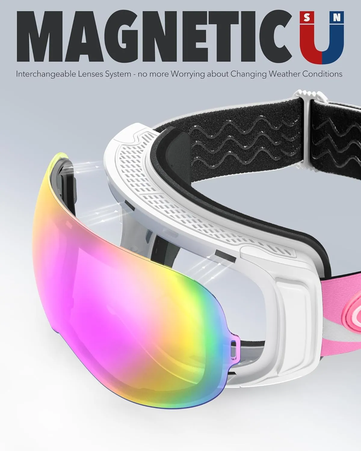 findway Ski Goggles OTG for Women Men Adult Youth-Over Glasses Snow Goggles-Interchangeable Lens,Anti Fog Snowboard Goggles