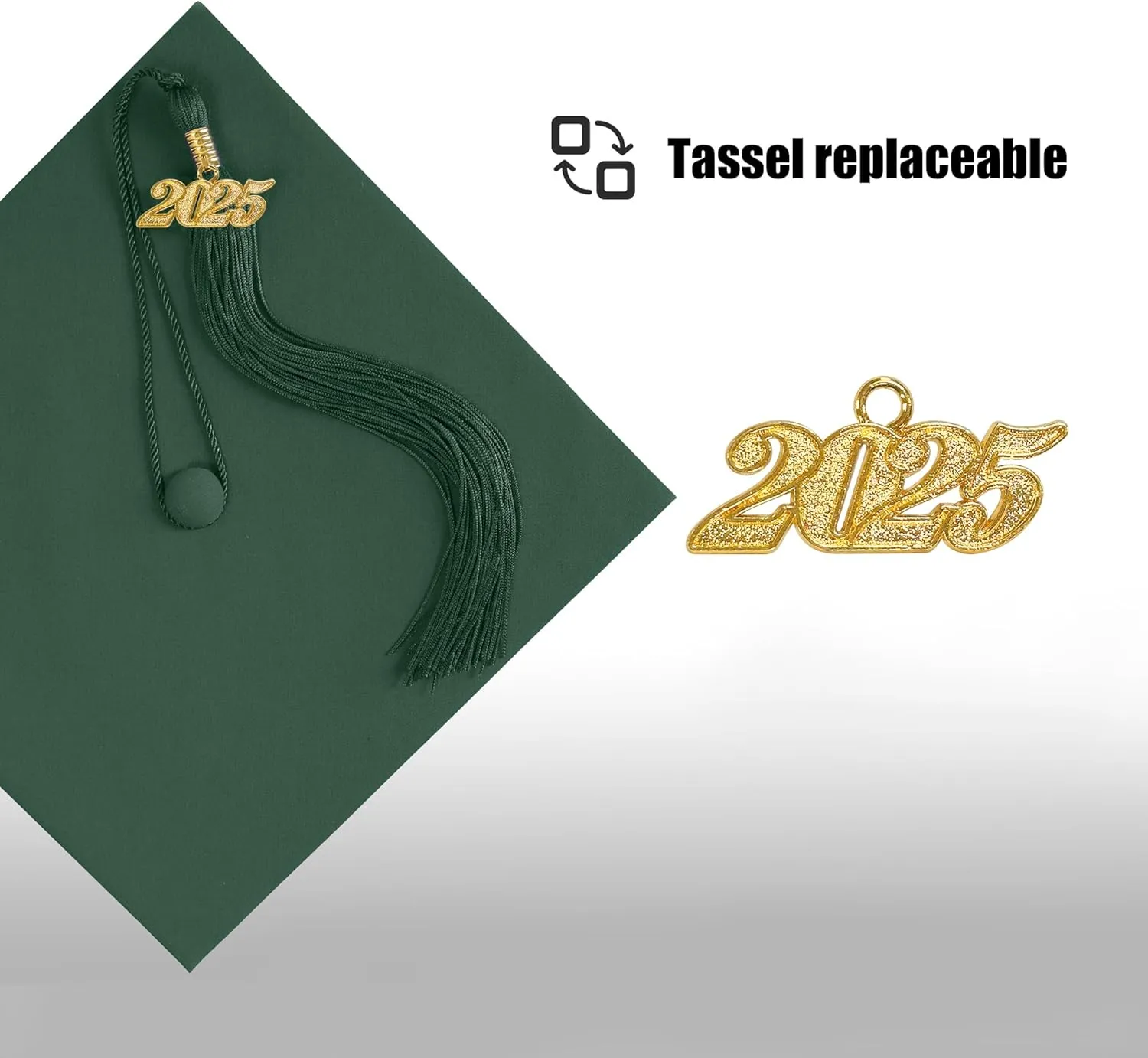 Graduation Cap with 2025 Tassel Year Charm Black Graduation Cap for High School & Bachelor