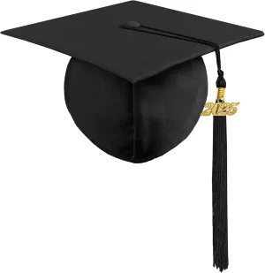 Graduation Cap with 2025 Tassel Year Charm Black Graduation Cap for High School & Bachelor