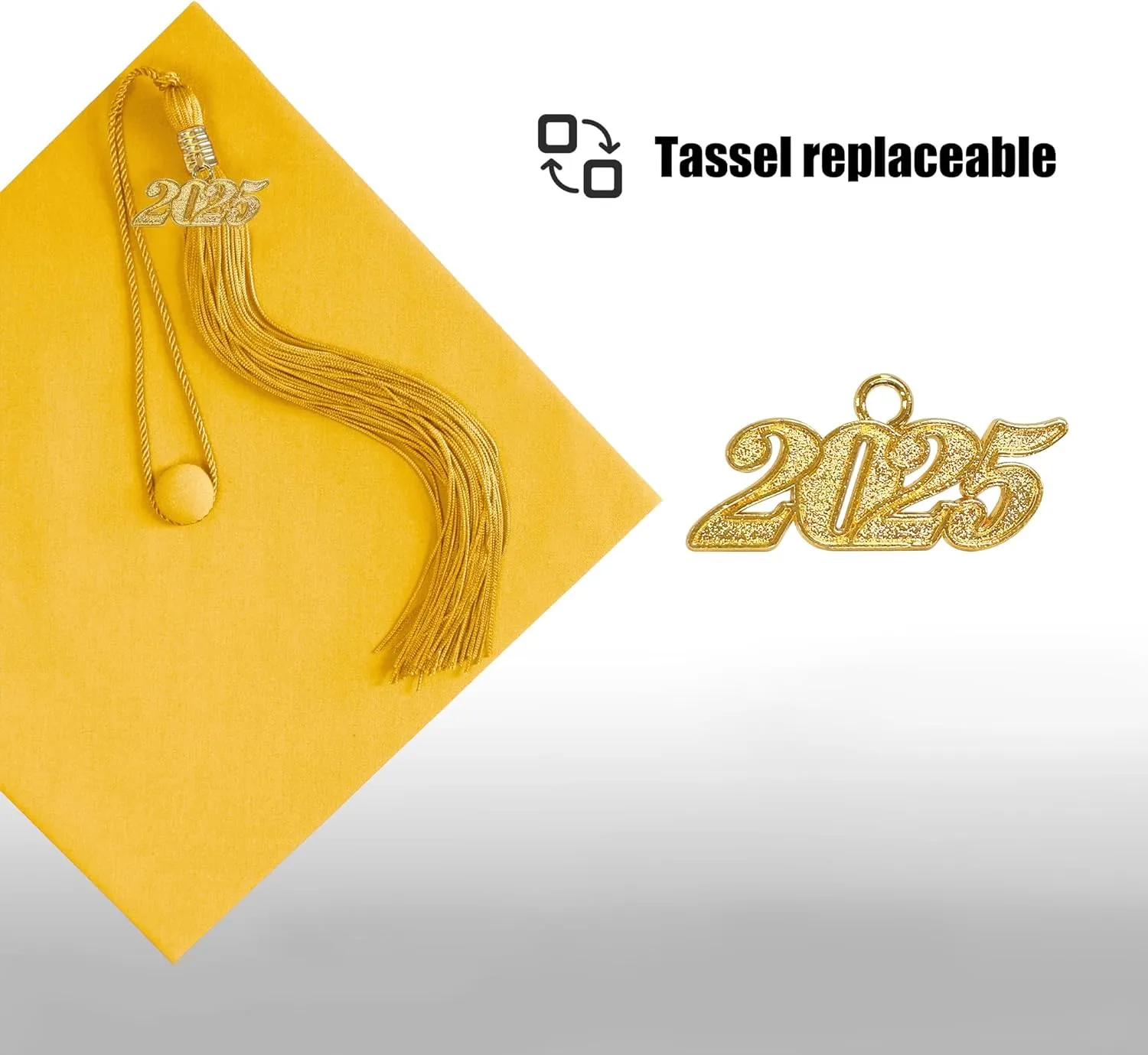 Graduation Cap with 2025 Tassel Year Charm Black Graduation Cap for High School & Bachelor