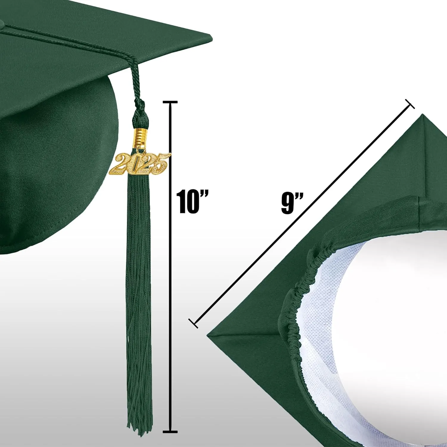Graduation Cap with 2025 Tassel Year Charm Black Graduation Cap for High School & Bachelor