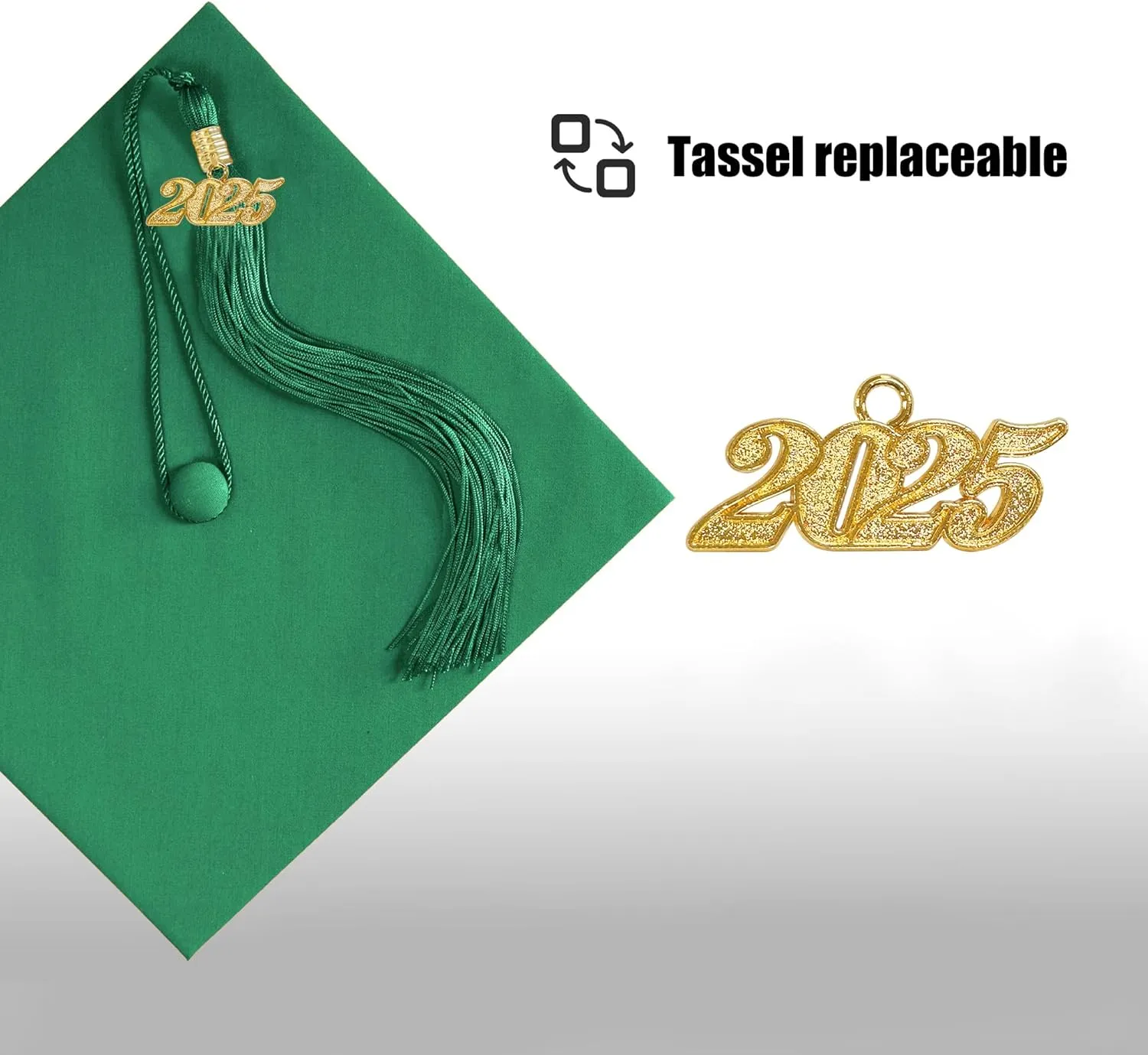 Graduation Cap with 2025 Tassel Year Charm Black Graduation Cap for High School & Bachelor
