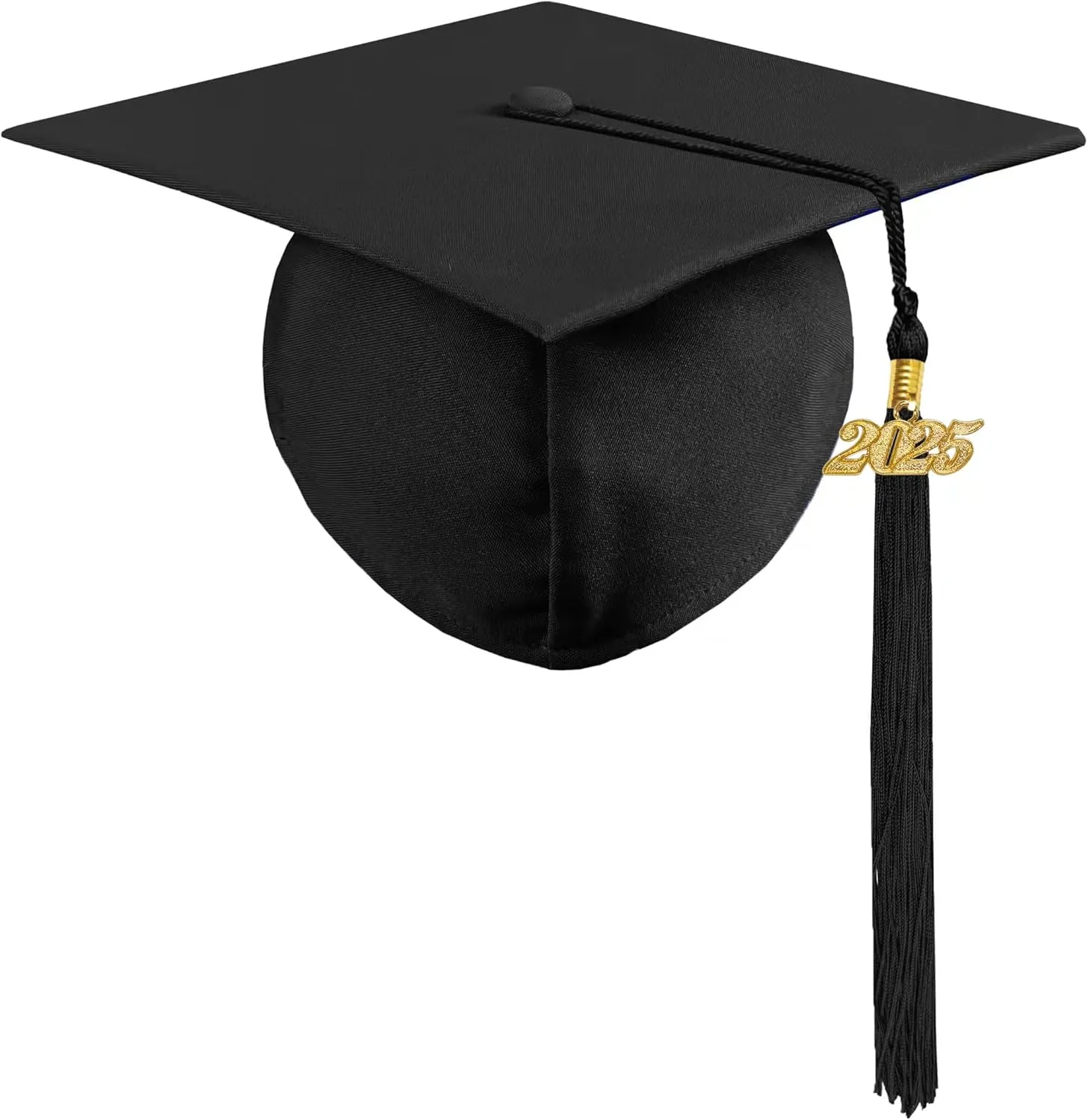 Graduation Cap with 2025 Tassel Year Charm Black Graduation Cap for High School & Bachelor