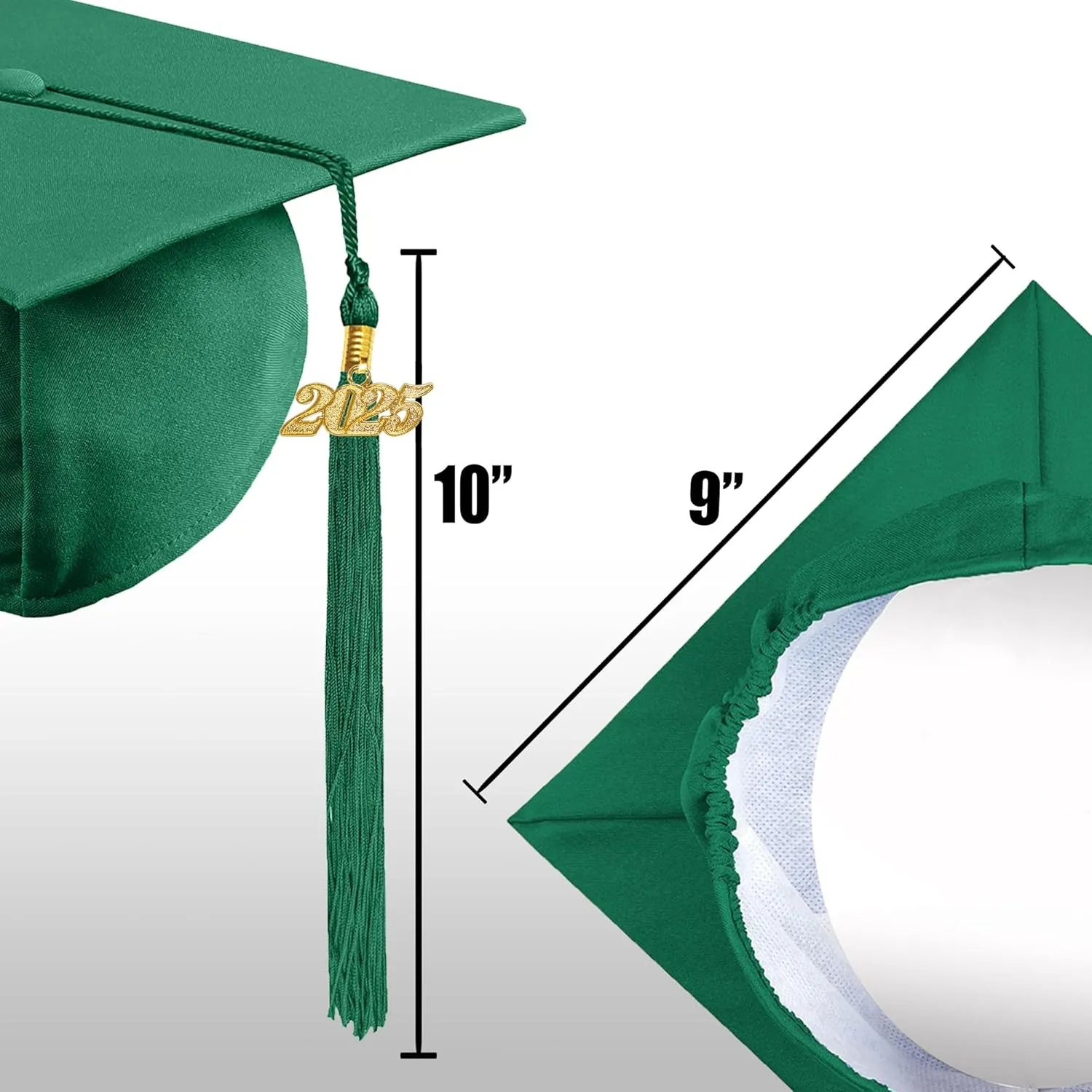 Graduation Cap with 2025 Tassel Year Charm Black Graduation Cap for High School & Bachelor