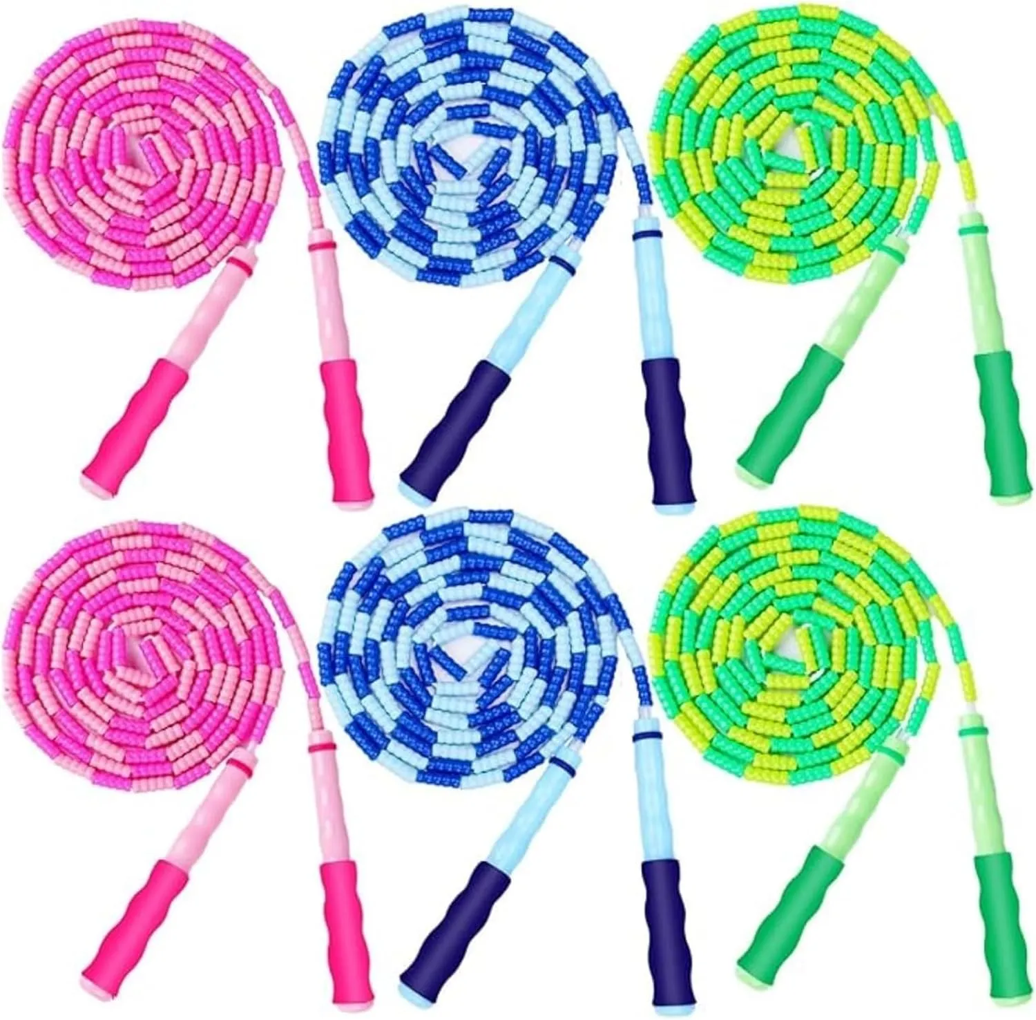 GRAWUN Jump Rope For Kids, Soft Beaded Jump Rope, Adjustable Length Tangle-Free Segmented Soft Beaded Skipping Ropefor Women, Men and Kids Keeping Fit, Workout and Weight Loss