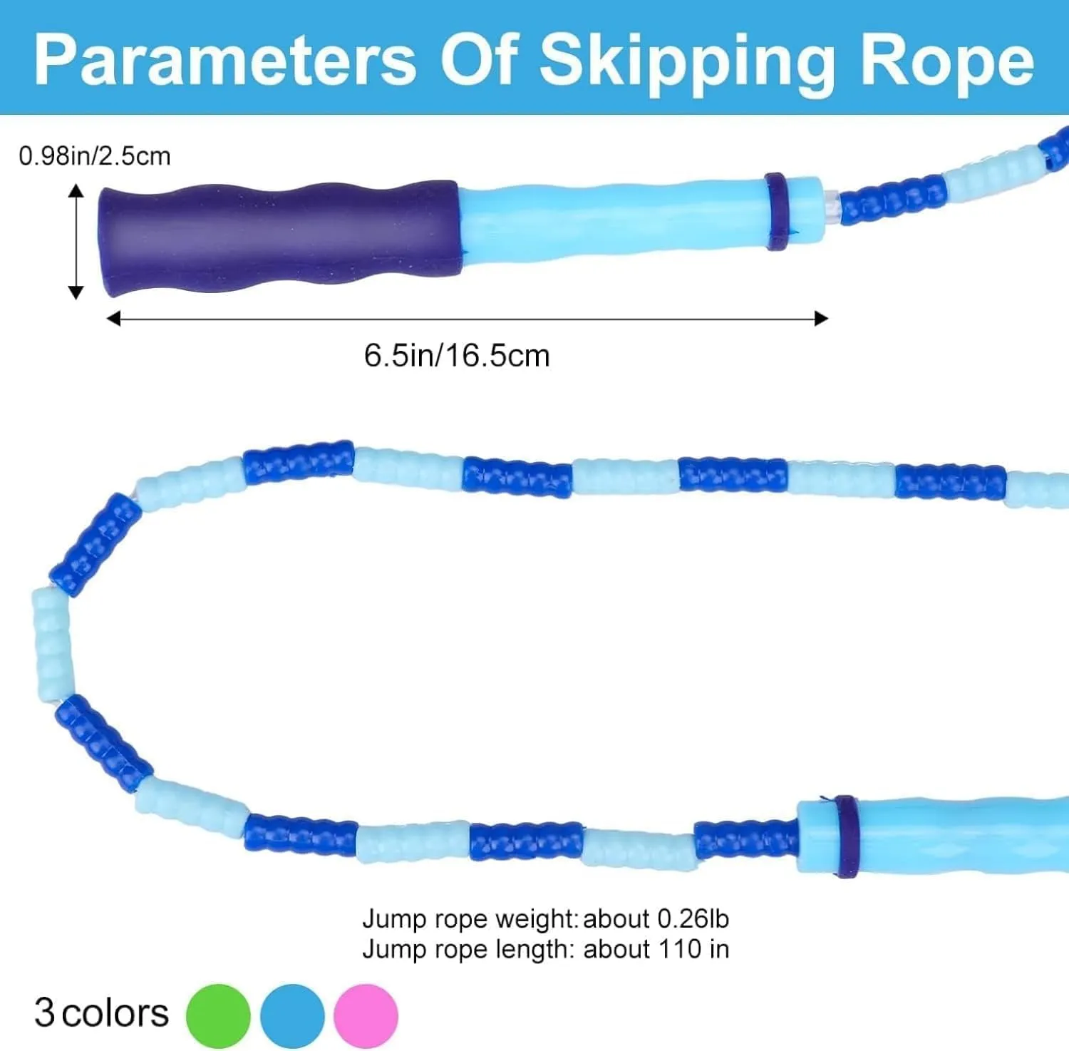 GRAWUN Jump Rope For Kids, Soft Beaded Jump Rope, Adjustable Length Tangle-Free Segmented Soft Beaded Skipping Ropefor Women, Men and Kids Keeping Fit, Workout and Weight Loss