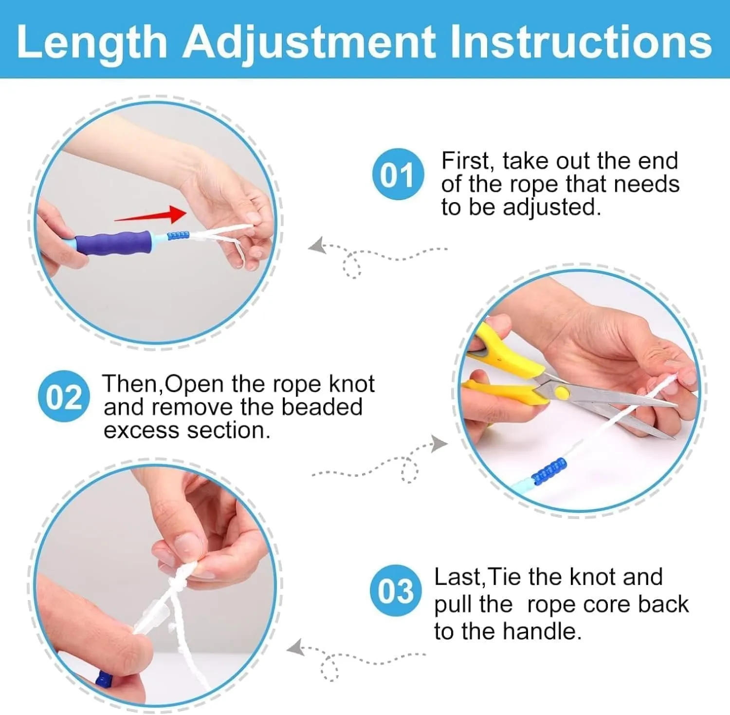 GRAWUN Jump Rope For Kids, Soft Beaded Jump Rope, Adjustable Length Tangle-Free Segmented Soft Beaded Skipping Ropefor Women, Men and Kids Keeping Fit, Workout and Weight Loss