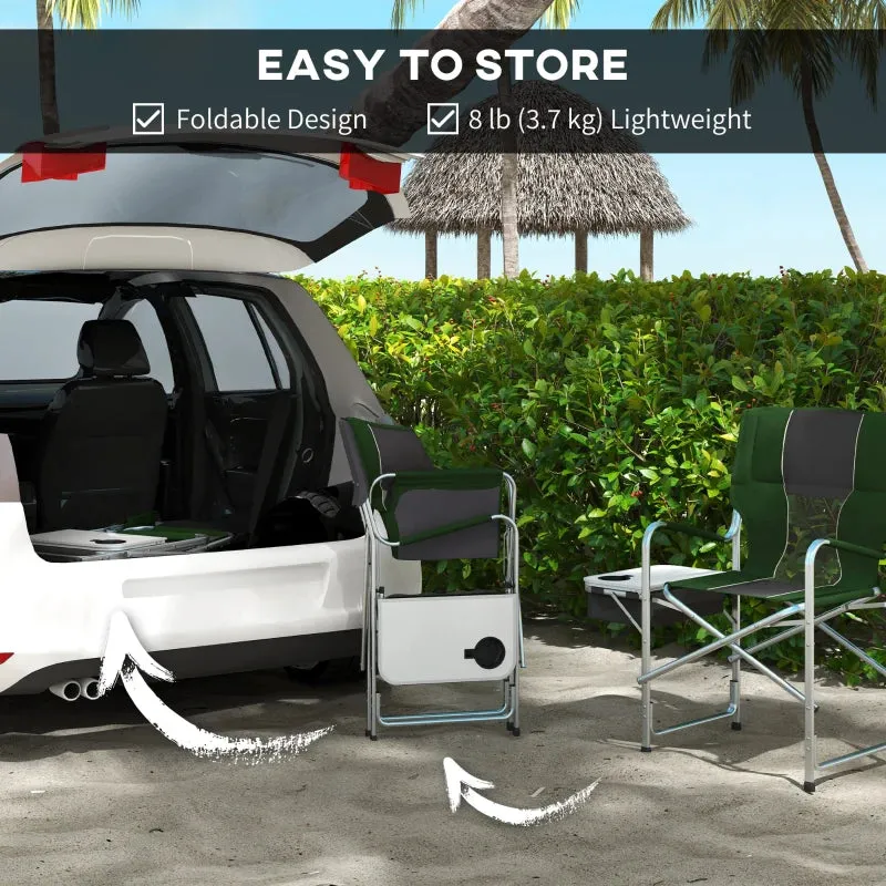 Green Folding Camping Chair with Cooler Bag Table