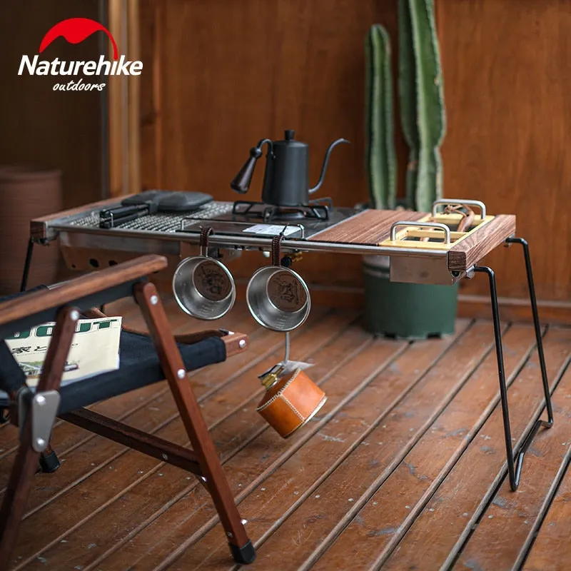 Naturehike Outdoor Folding Solid Wood Camping Table Stainless Steel Frame Picnic Table Multiple Combinations BBQ Camping Table