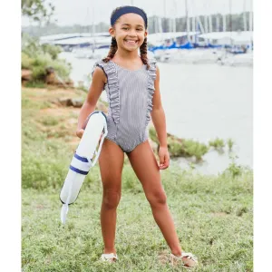 Navy Stripe Waterfall One Piece