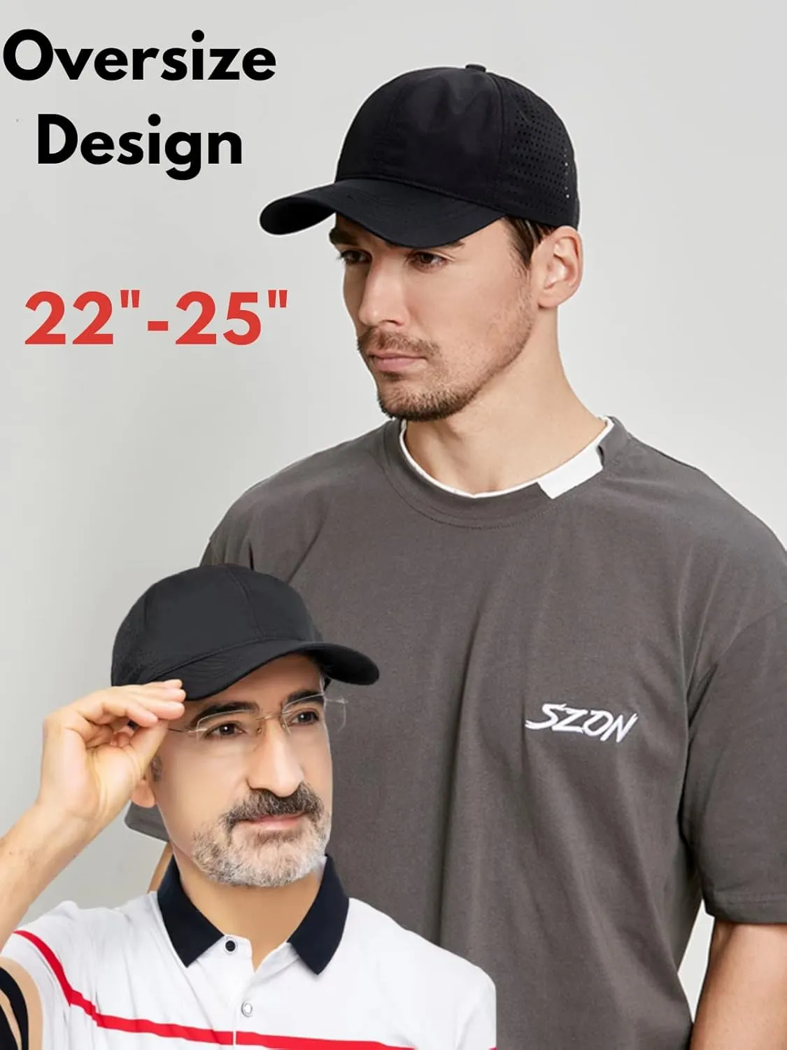 Oversize XXL Baseball Caps,Quick Dry Mesh Sports Hat for Big Heads 22"-25"Waterproof Lightweight Running Sun Hat.
