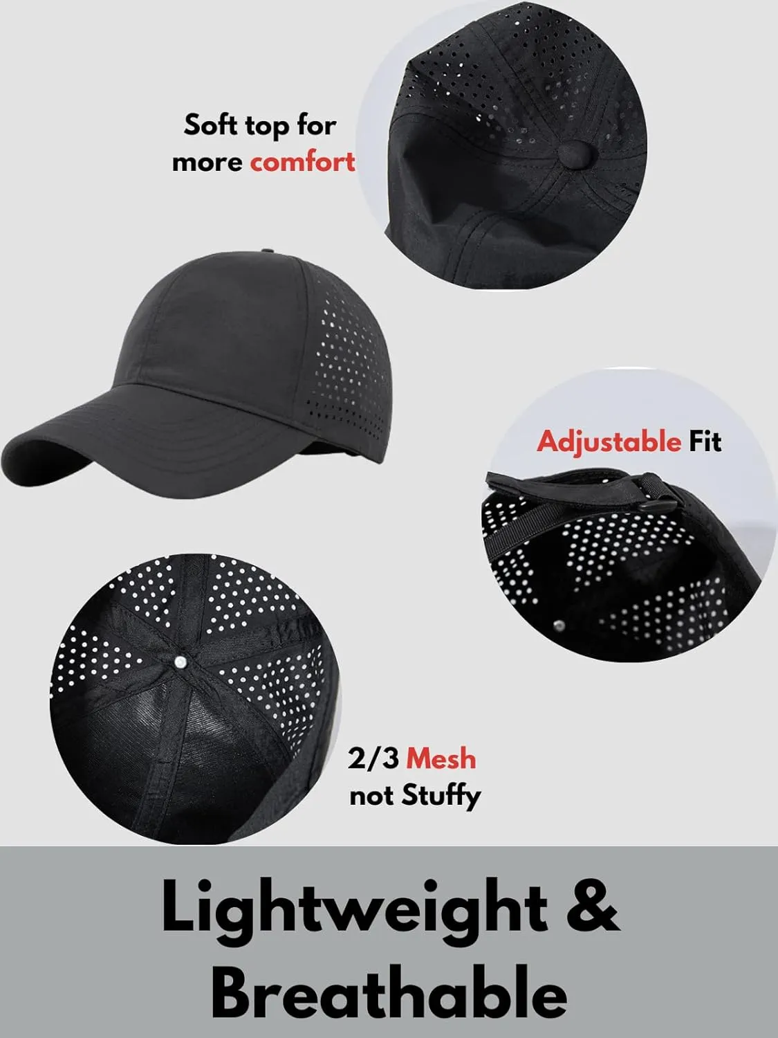 Oversize XXL Baseball Caps,Quick Dry Mesh Sports Hat for Big Heads 22"-25"Waterproof Lightweight Running Sun Hat.