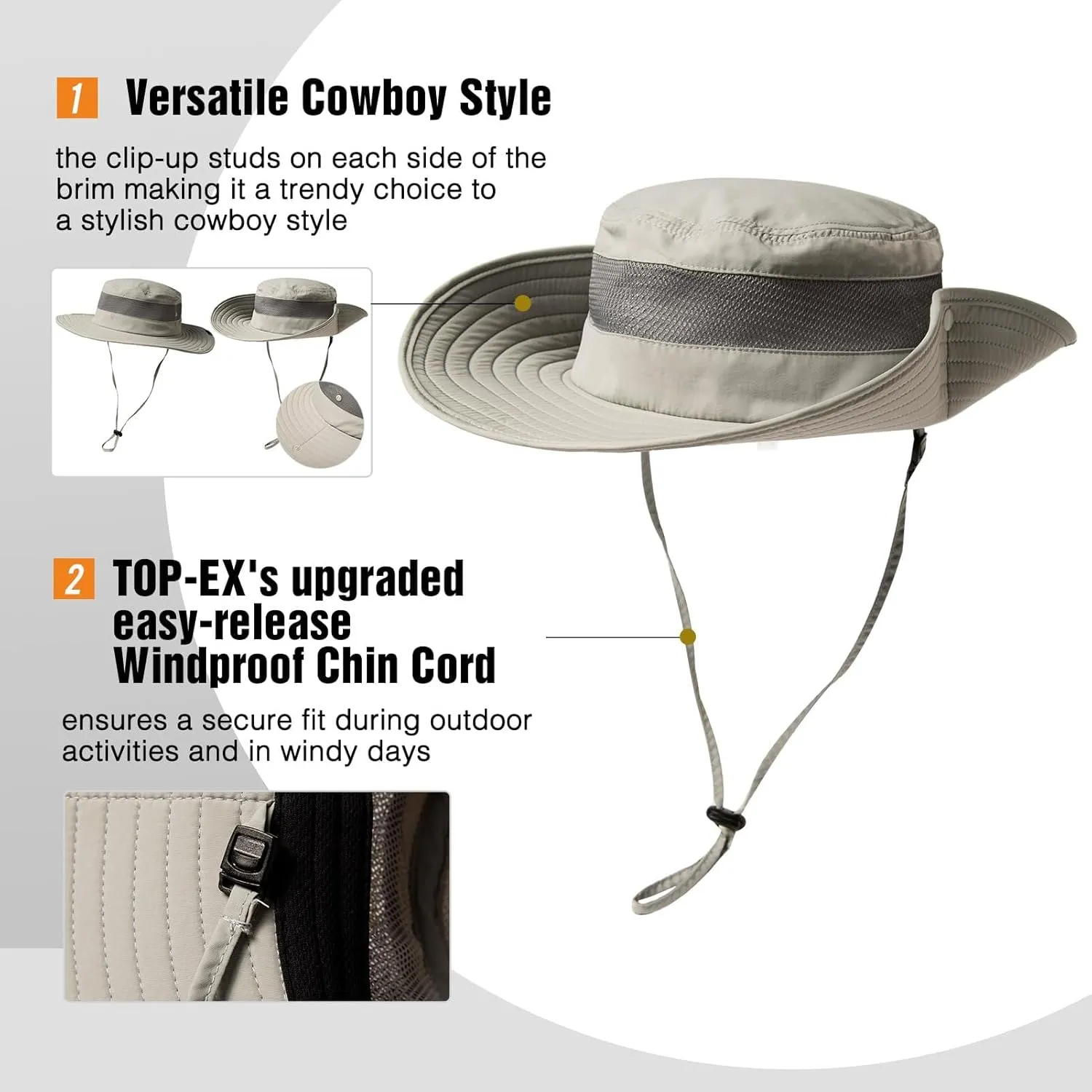 Oversized XL XXL Mens Waterproof UPF50  Golf Bucket Sun Hats Big Head Boonie Safari Wide Brim Fishing