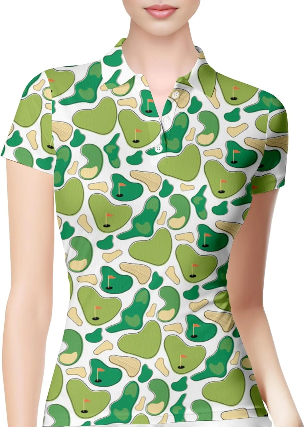 PAGYMO Funny Golf Shirts for Women Print Crazy Pattern Cute Novelty Moisture Wicking Short Sleeve Tennis Polo Shirt