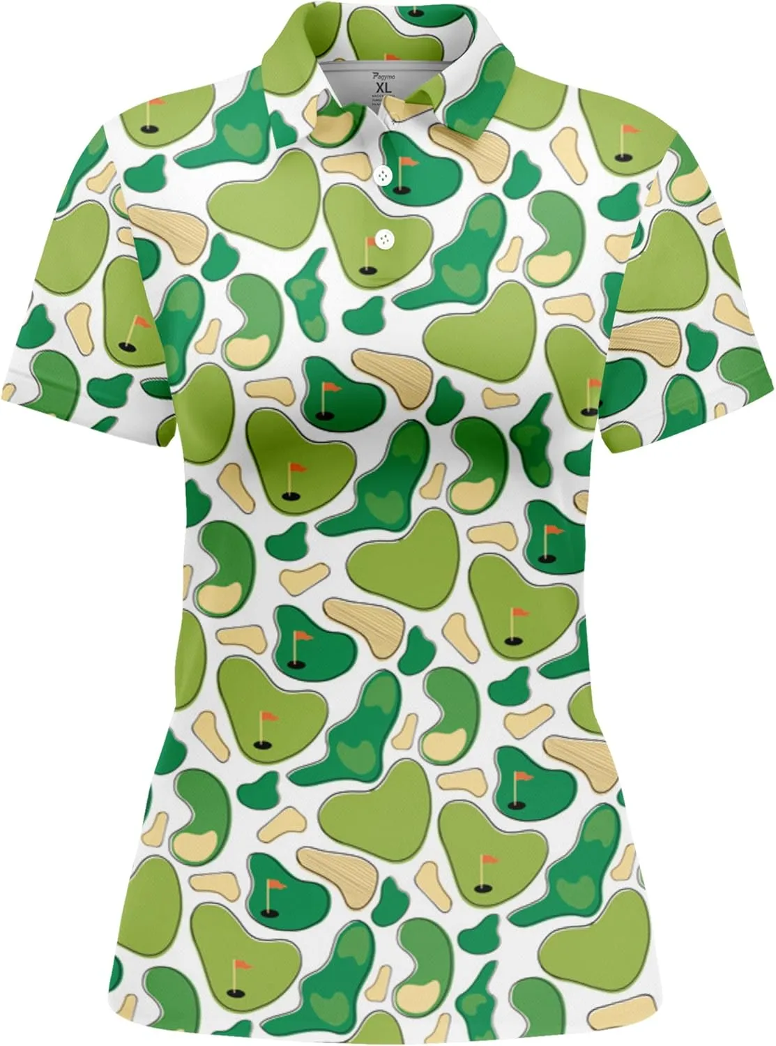 PAGYMO Funny Golf Shirts for Women Print Crazy Pattern Cute Novelty Moisture Wicking Short Sleeve Tennis Polo Shirt